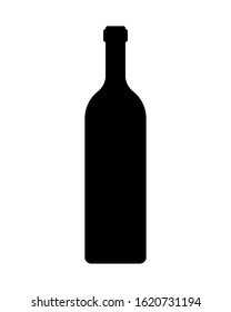 Wine bottle icon symbol. Black silhouette logo. Isolated on white background. Vector illustration image.