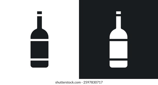 Wine bottle icon symbol collection on white background.