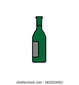 The wine bottle icon. Bottle symbol. Flat Vector illustration