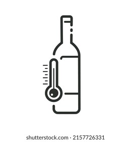 Icono del frasco de vino con indicador de temperatura.