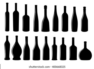 Wine bottle icon vector collection eps10 vector