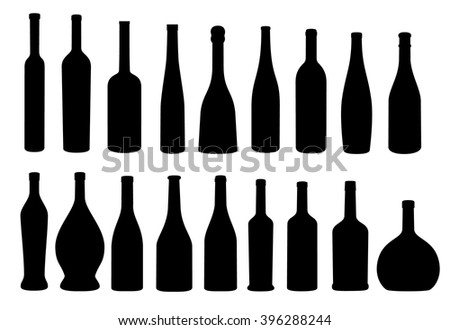 Wine bottle icon vector collection
