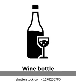 Wine bottle icon vector isolated on white background, logo concept of Wine bottle sign on transparent background, filled black symbol