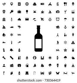 Wine bottle icon vector isolated on white background. set of filled tourism icons.