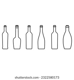 Weinflasche Symbol Vektorset. Sammlung von Weinillustrationszeichen. Flaschensymbol oder -logo.