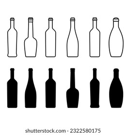Wine bottle icon vector set. Wine illustration sign collection. bottle symbol or logo.