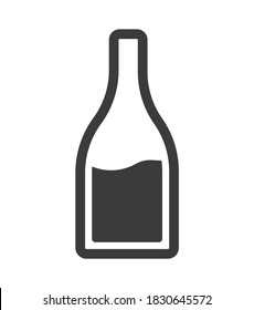 Wine bottle icon vector shape silhouette line outline art pictogram, champagne idea sign