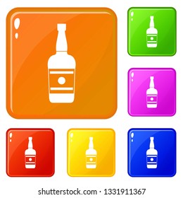 Wine bottle icons set collection vector 6 color isolated on white background