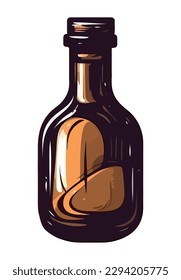 Wine bottle illustration symbolizes celebration isolated
