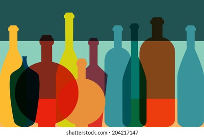 Wine bottle illustration. Vector.