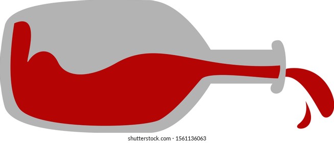 Botella de vino, ilustración, vector sobre fondo blanco.