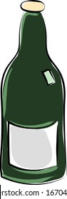 Wine bottle, illustration, vector on white background.
