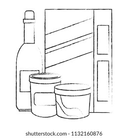 wine bottle and ingredients culinary