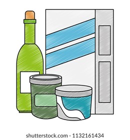 wine bottle and ingredients culinary