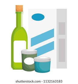 wine bottle and ingredients culinary