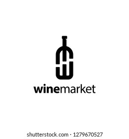 Wine Bottle with Initial Letter WM MW Bar Chart Graph Logo Design Inspiration