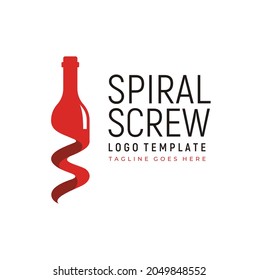 Wine Bottle With Initial S Spiral Screw For Winery Liquor Cafe Bar Dining Restaurant Logo Design
