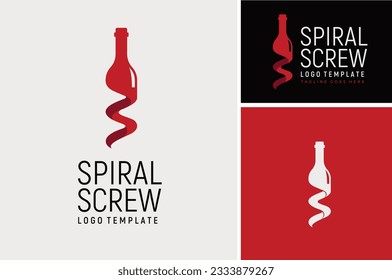 Wine Bottle with Initial S Spiral Screw for Winery Cafe Bar Dining Restaurant logo design