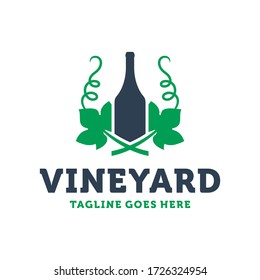 wine bottle leaf logo design