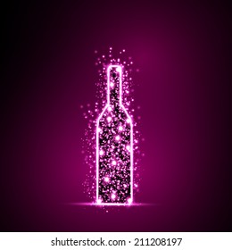 Wine Bottle light abstract design background, easy all editable