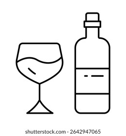 Wine Bottle Line Editable Stroke Icon. Fast-food And Drinks Themes Vector Illustration
