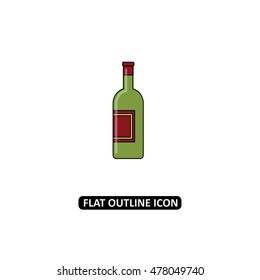 Wine bottle line flat icon