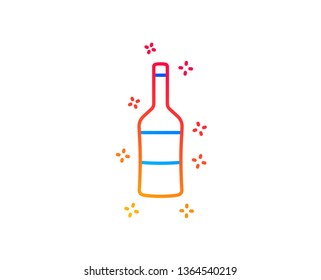 Wine bottle line icon. Merlot or Cabernet Sauvignon sign. Gradient design elements. Linear wine icon. Random shapes. Vector