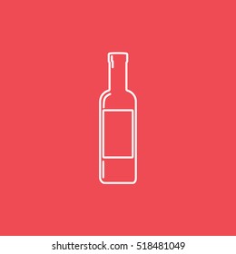 Wine Bottle Line Icon On Red Background