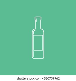 Wine Bottle Line Icon On Green Background
