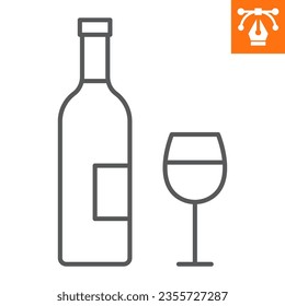 Wine bottle line icon, outline style icon for web site or mobile app, thanksgiving and alcohol, wineglass vector icon, simple vector illustration, vector graphics with editable strokes.