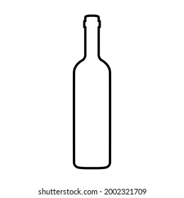 Wine bottle line icon. Shape of traditional glass bottle of still wine. Vector Illustration