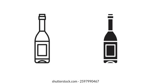 Wine bottle line icon vector set.