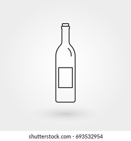 Wine Bottle Line Icon. Vector Outline Silhouette. 