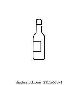 Diseño de iconos de estilo de línea de botella de vino