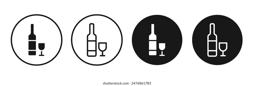 Conjunto de iconos de Vector de línea de botella de vino.