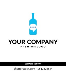 logo de la botella de vino con un concepto inteligente