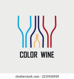wine bottle logo design with different colors