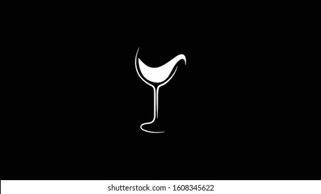 wine bottle logo Design Template on black background 