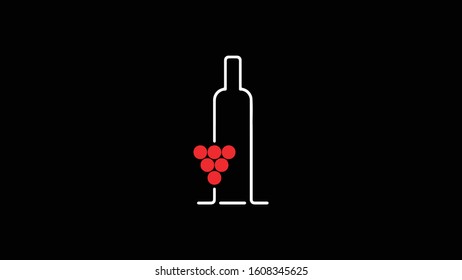 wine bottle logo Design Template on black background 