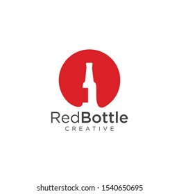 Wine bottle logo wine house red label. Beer Delivery Logo Design Template Vector 