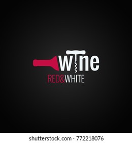 Wine Bottle Logo On Black Background