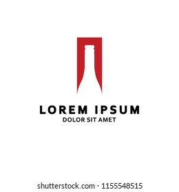 wine bottle logo with red box