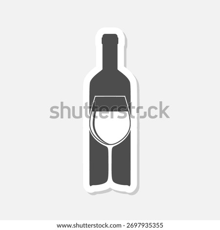 Wine bottle logo sticker isolated on gray background