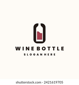 Diseño de ilustración vectorial de la plantilla del logotipo del frasco de vino