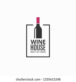 Wine bottle logo. Winehouse icon on white background