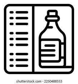 Wine bottle menu icon outline vector. Cellar barrel. Winery food