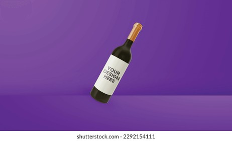 Wine bottle mockup with background illustration vector
