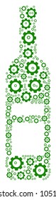 Wine Bottle mosaic of vector gears. Vector mechanical wheel symbols are combined into wine bottle composition.
