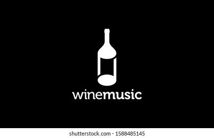 Wine Bottle with Music Note Logo Design Inspiration