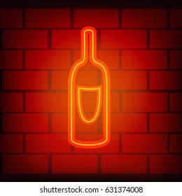wine bottle, neon light